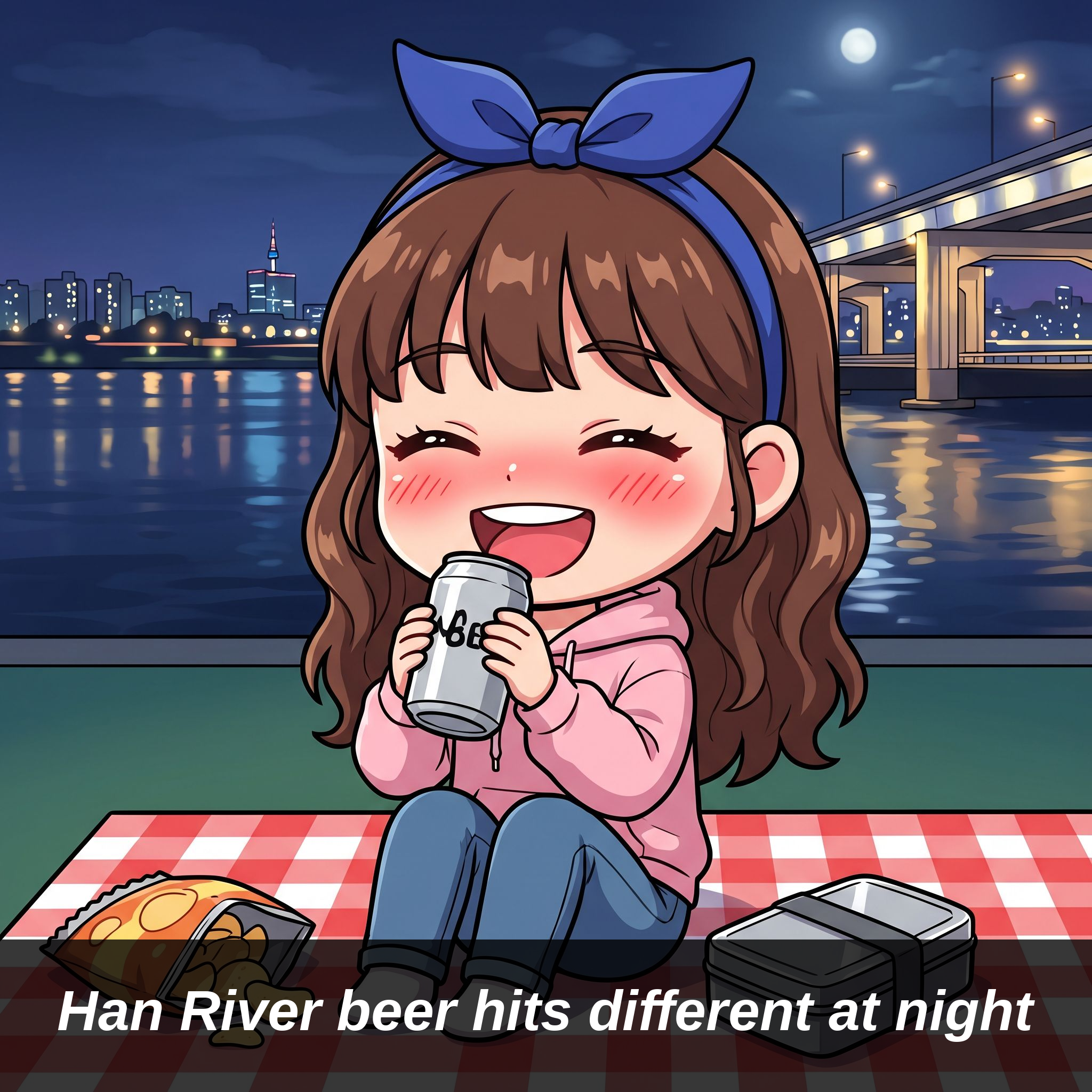 Han River beer hits different at night