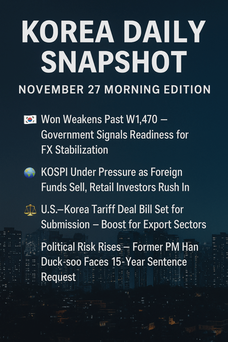 Korea Daily Snapshot — November 27 Morning Edition
